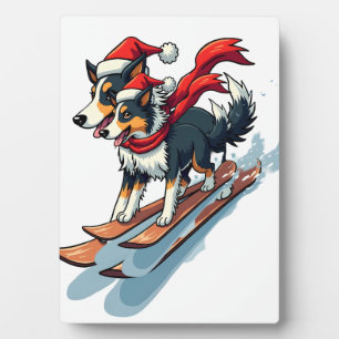 Border Collie-Snowboarder Fotoplatte