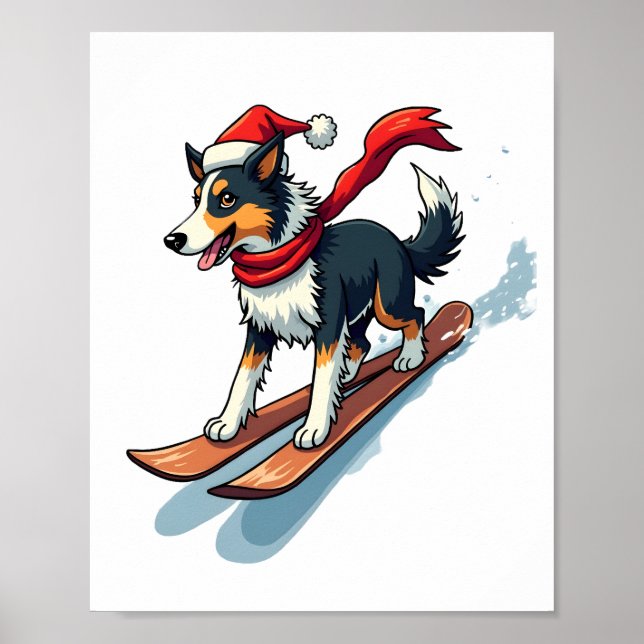 Border-Collie-Snowboarder Poster (Vorne)