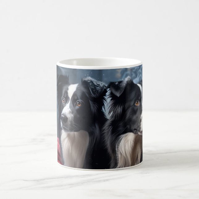 Border Collie Snowy Sleigh Weihnachtsdekor Kaffeetasse (Mittel)