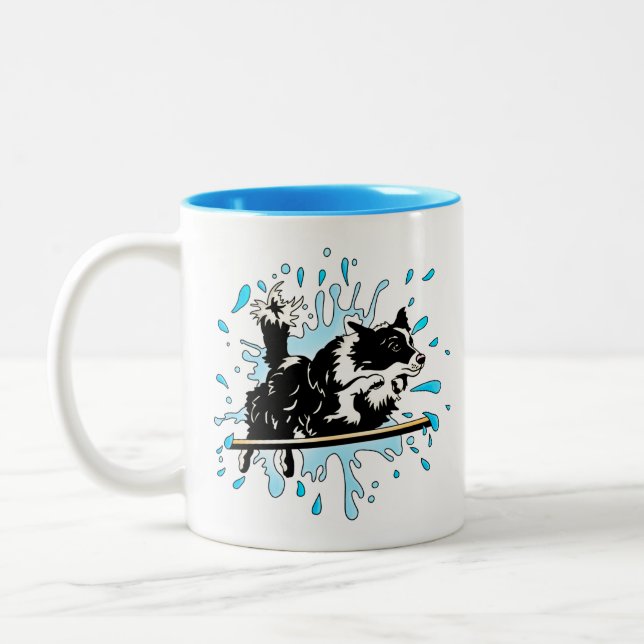 Border Collie Splash Zweifarbige Tasse (Links)