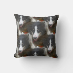 Border Collie Stare Dog Pattern Kissen