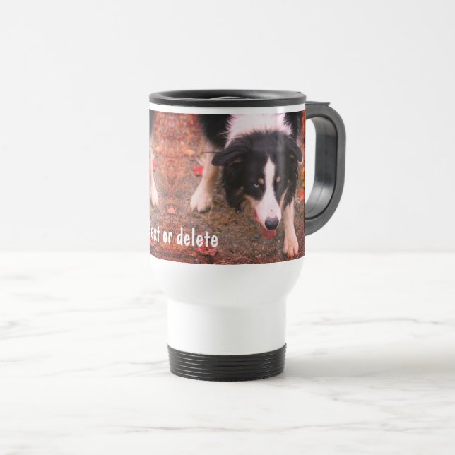 Border Collie Stare Personalisiert Reisebecher (VorderseiteRechts)