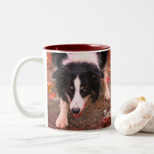 Border Collie Stare Personalisiert Zweifarbige Tasse