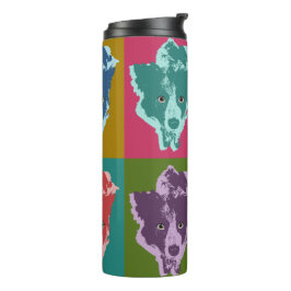 Border Collie Stare Pop Art Thermosbecher