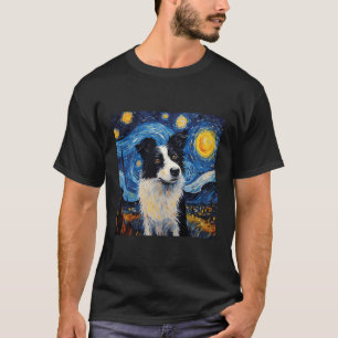 Border Collie Starry Night for Dog Mama Vater T-Shirt