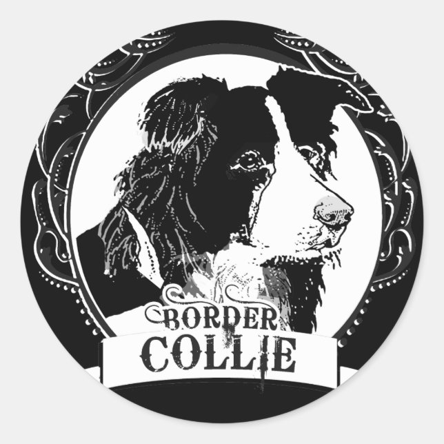 Border Collie T - Shirt Runder Aufkleber (Vorderseite)