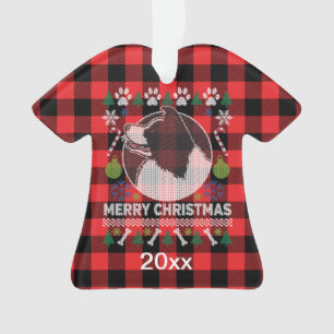 Border Collie Ugge Weihnachts Sweater Red Kariert Ornament