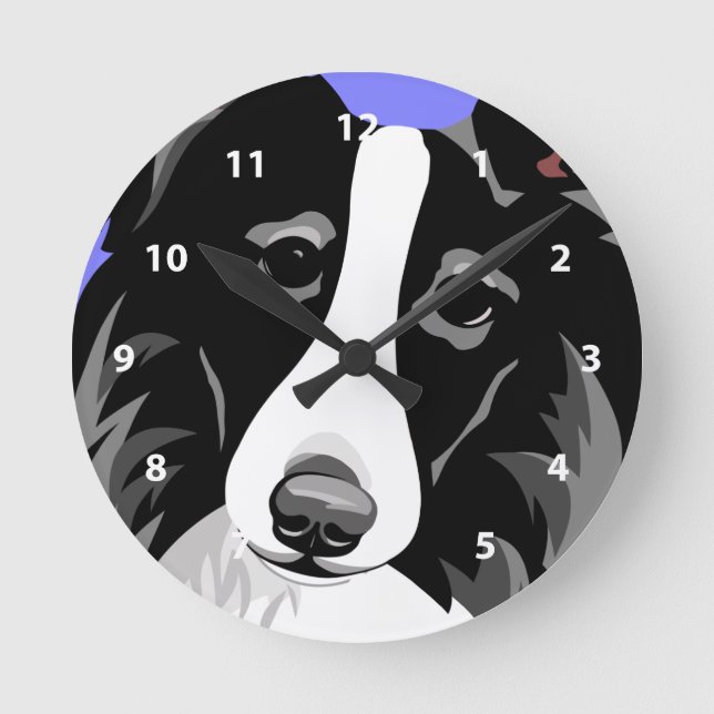 Border-Collie-Uhren Runde Wanduhr (Vorderseite)