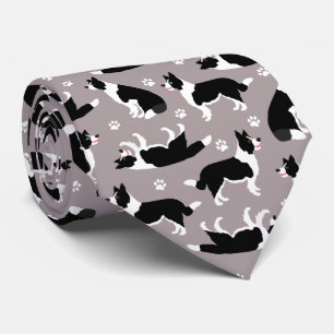 Border Collie und Paw Print Neck Tie Krawatte
