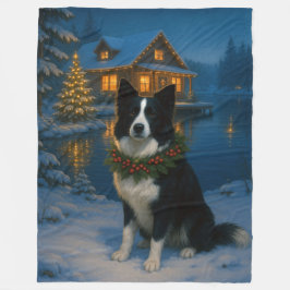Border Collie Urlaub Fleecedecke