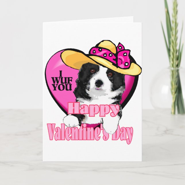 Border Collie Valentinstag Feiertagskarte (Vorderseite)
