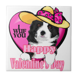 Border Collie Valentinstag Fliese