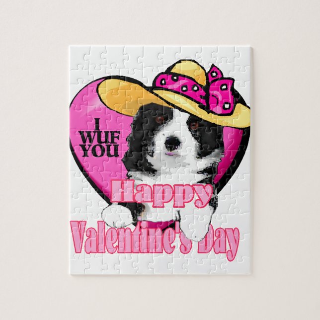 Border Collie Valentinstag Puzzle (Vertikal)