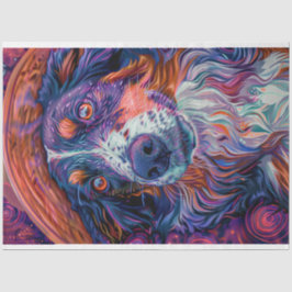 Border Collie Van Gogh Gemälde Decoupage Seidenpapier