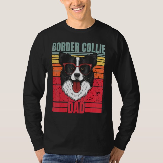 Border Collie Vater Pater Retro Border Collie Dog T-Shirt (Vorderseite)