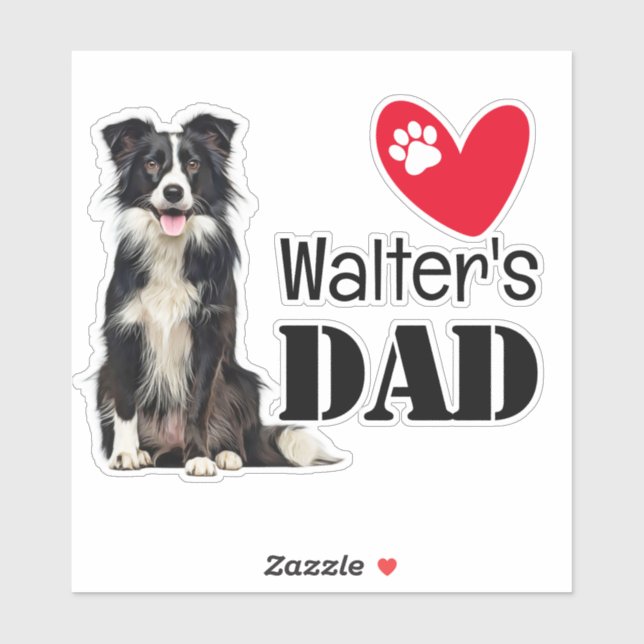 Border Collie Vater Personalisiert Sticker (Blatt)