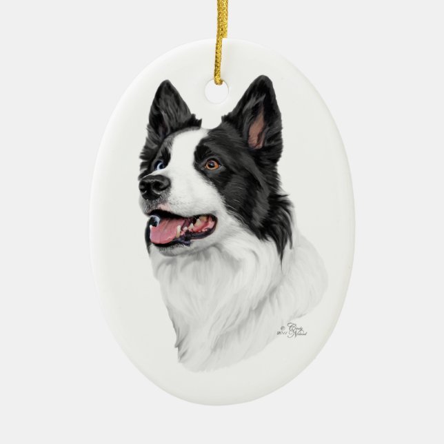 Border-Collie-Verzierung Keramik Ornament (Vorne)
