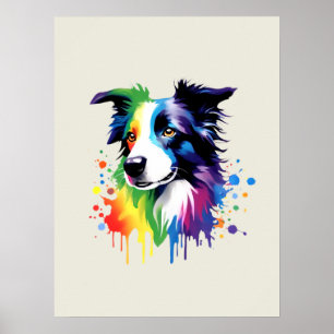 Border Collie Vibranful Abstrakt Poster