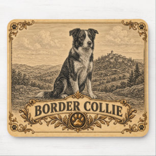 Border Collie, Vintage Heritage Hund Mousepad