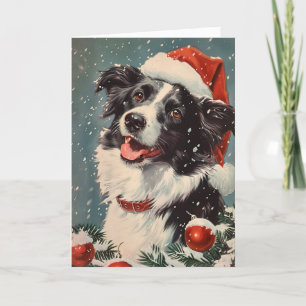 Border Collie vintage personalisiertes Weihnachten
