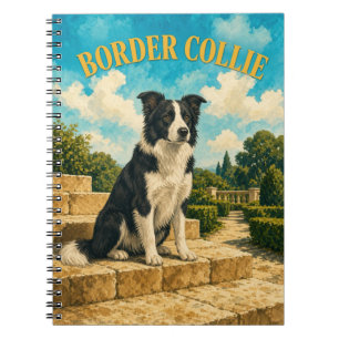 Border Collie, Vintage Wasserfarben-Hundekunst Notizblock
