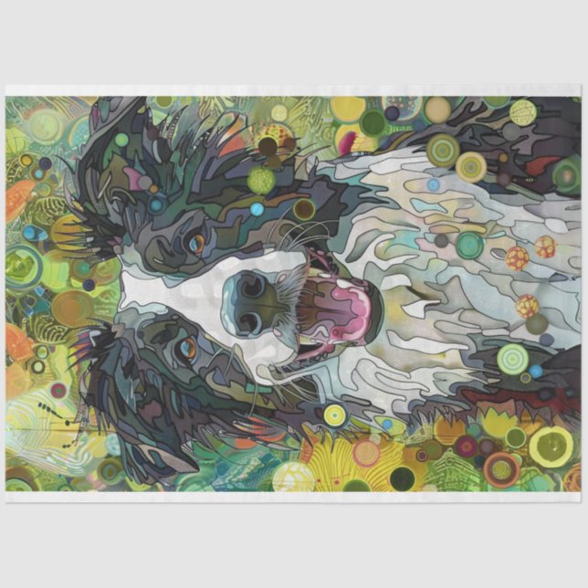 Border Collie Vivid Painting Decoupage Seidenpapier (Vorderseite)