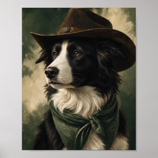 Border Collie Wandkunst — Trail Boss Cowboy-Porträ Poster