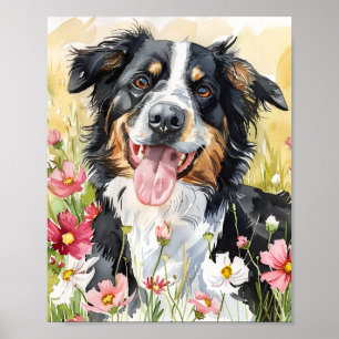 Border Collie Wasserfarbe Art Hund Drucken Geschen Poster