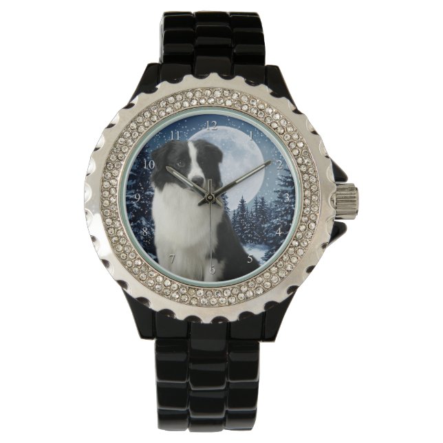 Border Collie Watch Armbanduhr (Vorderseite)