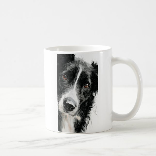 Border collie watercolor portrait kaffeetasse (Rechts)
