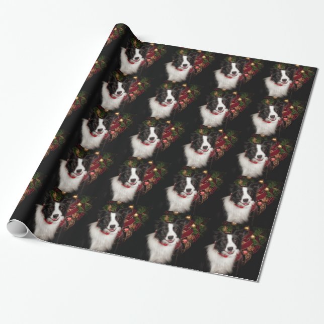 Border-Collie-Weihnachten Geschenkpapier (Ungerollt)