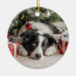 Border Collie Weihnachten Keramik Ornament