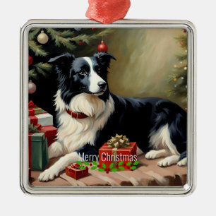 Border Collie Weihnachten Ornament Aus Metall