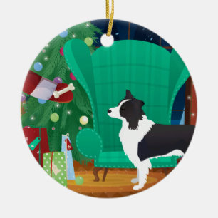 Border Collie Weihnachten Weihnachten Weihnachtsge Keramik Ornament