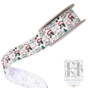 Border Collie Weihnachts-Satinband Satinband