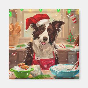 Border Collie Weihnachtsbäckerei: Festliches Chris Magnet