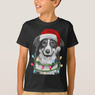 Border Collie Weihnachtsbaum Lichter Xmas Hund T-Shirt