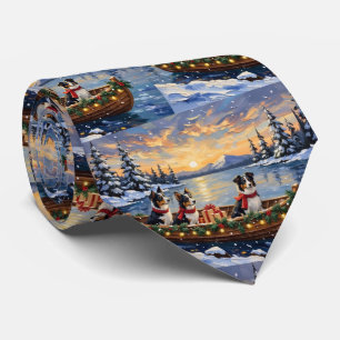 Border Collie Weihnachtsboot Urlaub Krawatte