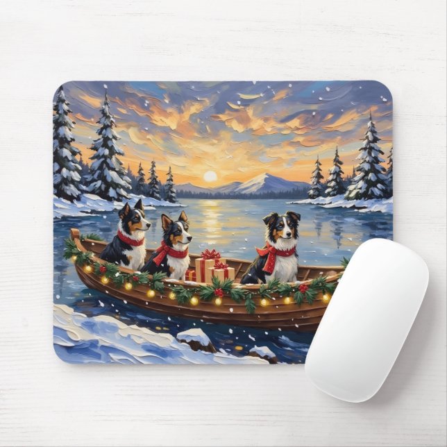 Border Collie Weihnachtsboot Urlaub Mousepad (Mit Mouse)