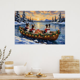 Border Collie Weihnachtsboot Urlaub Poster