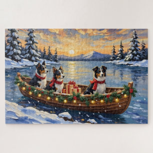 Border Collie Weihnachtsboot Urlaub Puzzle