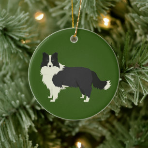 Border Collie Weihnachtsdekoration Keramik Ornament