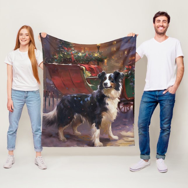 Border Collie Weihnachtsfeiertag Fleecedecke (Beispiel)