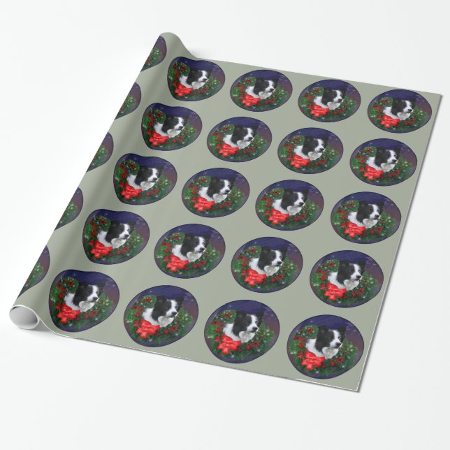Border Collie Weihnachtsfeiertag Geschenkpapier (Ungerollt)