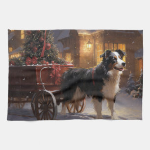 Border Collie Weihnachtsfeiertag Geschirrtuch