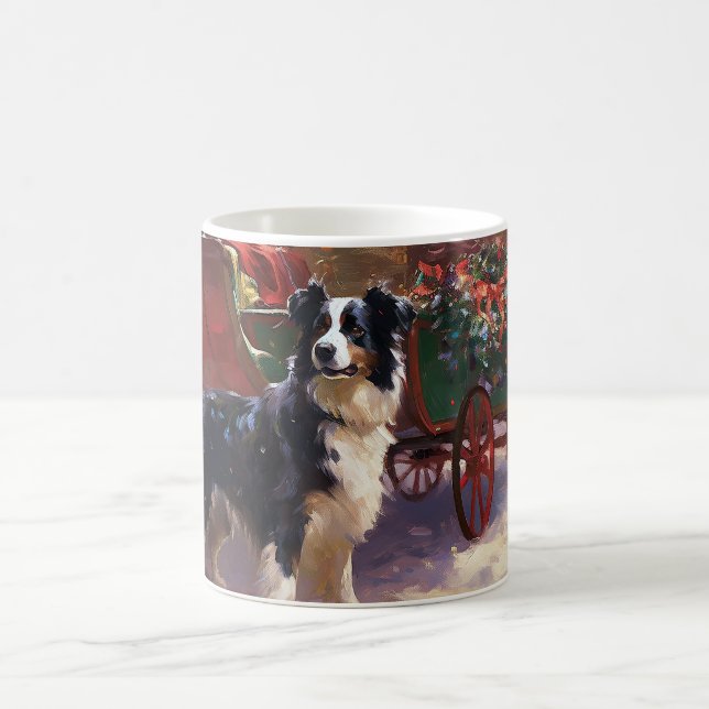 Border Collie Weihnachtsfeiertag Kaffeetasse (Mittel)