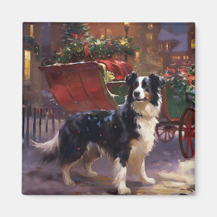 Border Collie Weihnachtsfeiertag Magnet