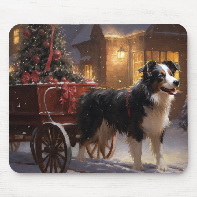 Border Collie Weihnachtsfeiertag Mousepad (Vorne)