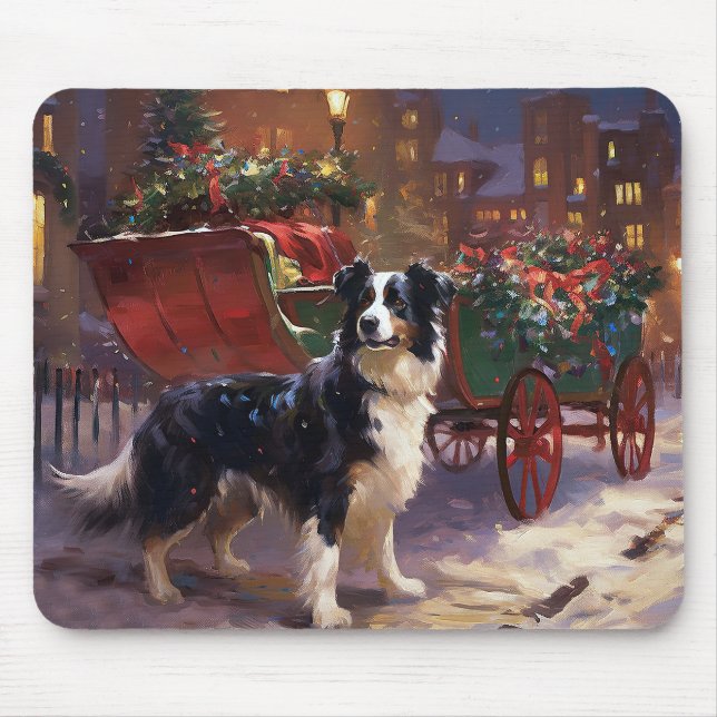 Border Collie Weihnachtsfeiertag Mousepad (Vorne)
