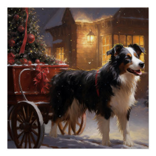Border Collie Weihnachtsfeiertag Poster